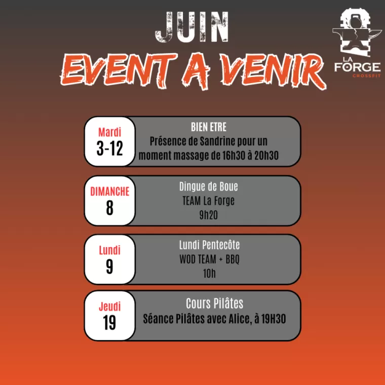 🔥 JUIN À CROSSFIT LA FORGE à Sorgues – Les événements à ne pas rater ! 🔥, Sorgues, Crossfit La Forge